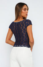 Save A Dance Lace Top Navy