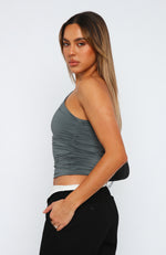 Lack Of Love One Shoulder Top Charcoal