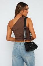 Lack Of Love One Shoulder Top Chocolate