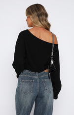 Cover Me Up Knit Sweater Black