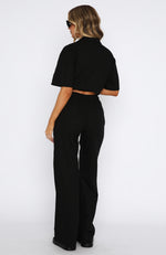 On The Look Out Linen Pants Black