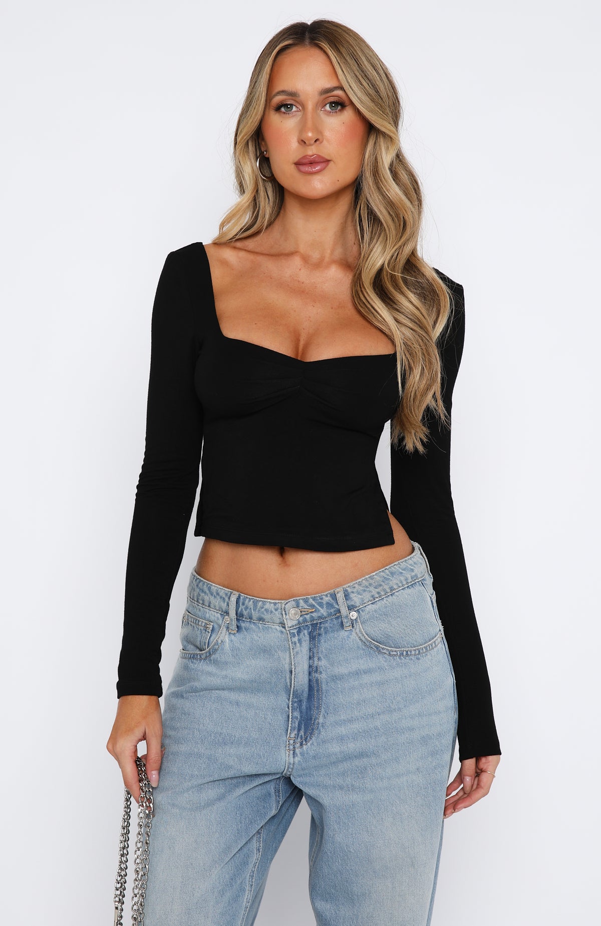 It's Not You Long Sleeve Top Black | White Fox Boutique US