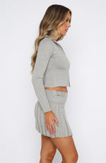 Later Than Before Long Sleeve Crop Grey