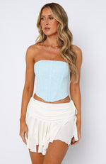 Run The Game Strapless Bustier Blue