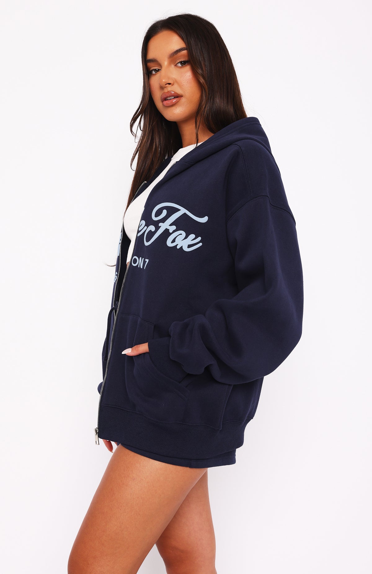 Season 7 Zip Front Hoodie Deep Sea | White Fox Boutique US