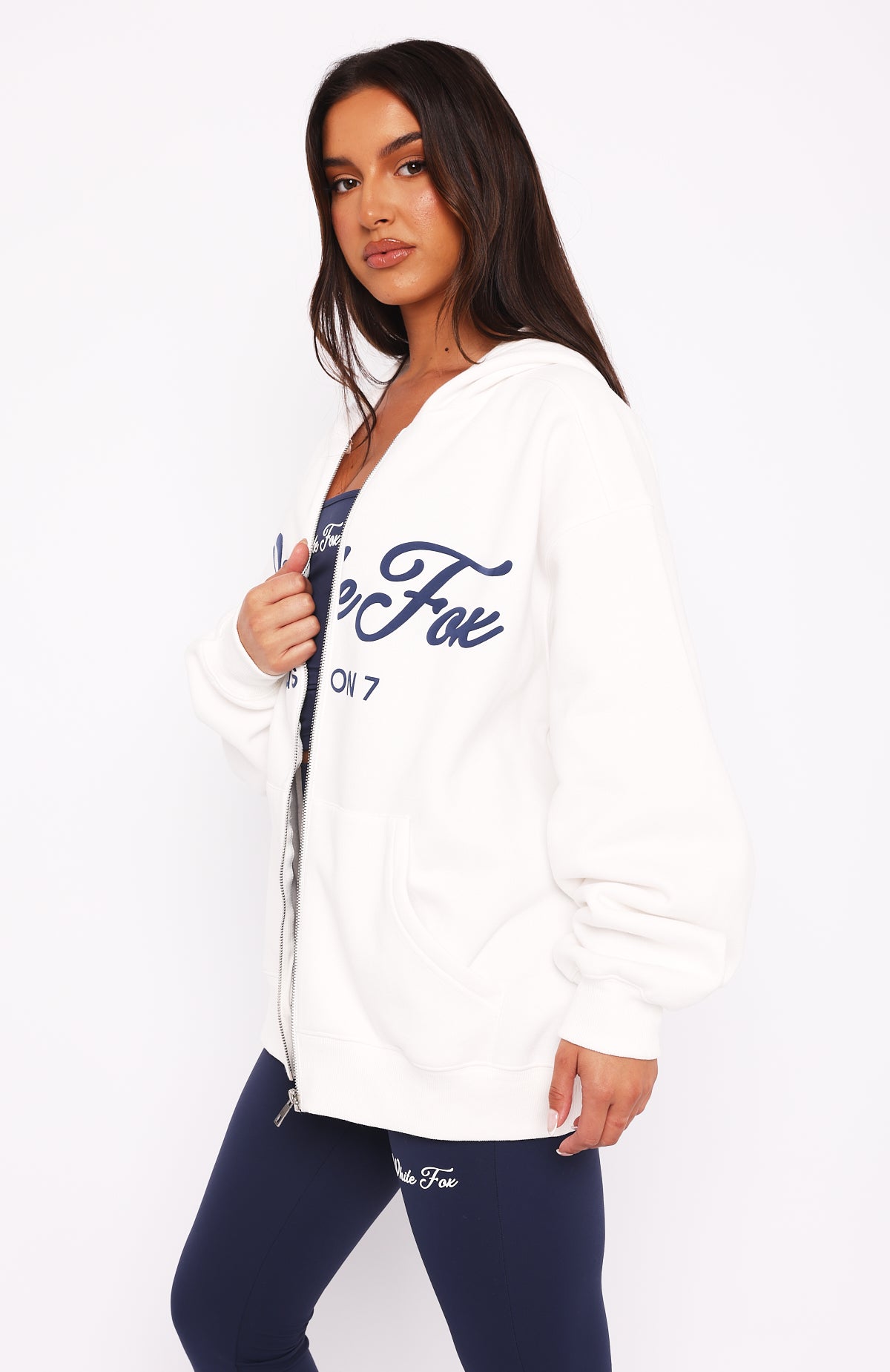 Season 7 Zip Front Hoodie Snow | White Fox Boutique US