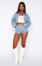 Letting Go Sequin Shorts Sky Blue