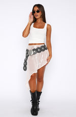 Till I Get There Asym Sequin Skirt Off White