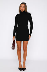 Way Too Easy Long Sleeve Mini Dress Black