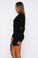 Way Too Easy Long Sleeve Mini Dress Black