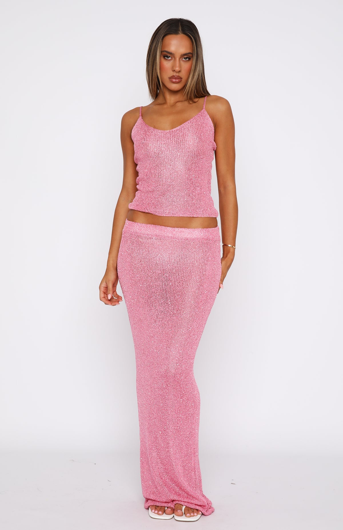 Love Galore Sequin Knit Top Bubblegum | White Fox Boutique US