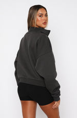 Doing It For You Zip Front Sweater Charcoal