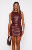 Feeling Toxic PU Mini Dress Burgundy