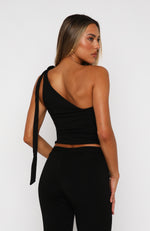 Reckless Romance One Shoulder Top Black