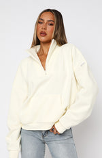 Doing It For You Zip Front Sweater Cream