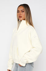 Doing It For You Zip Front Sweater Cream