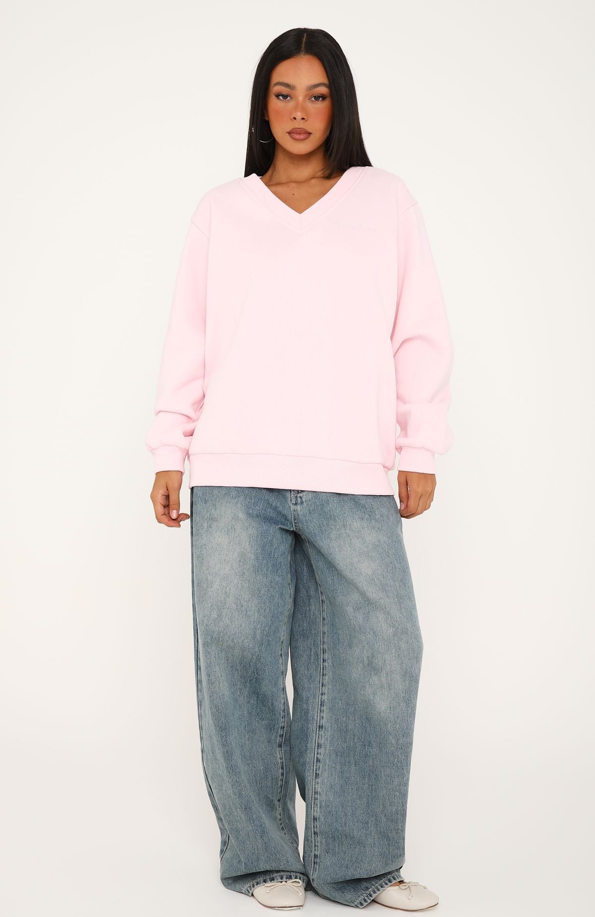 Give You A Break V Neck Oversized Sweater Posy | White Fox Boutique US