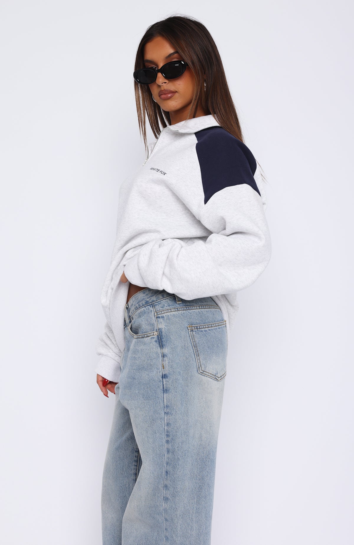 It's A Bad Idea Zip Front Sweater Grey | White Fox Boutique US