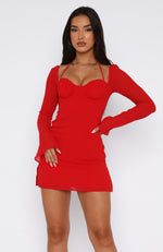 Ready For Fun Long Sleeve Mini Dress Red