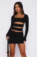 Make It Rain Long Sleeve Mini Dress Black