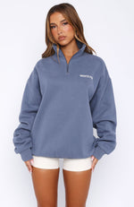 Core Classic Zip Front Sweater Ocean