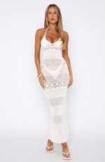 Coastal Queen Crochet Maxi Dress Off White