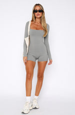 Bring The Vibes Long Sleeve Playsuit Grey