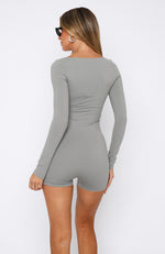 Bring The Vibes Long Sleeve Playsuit Grey