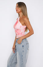 Lack Of Love One Shoulder Top Pink Floral