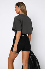 Let's Get Started Oversized Cropped Tee Charcoal