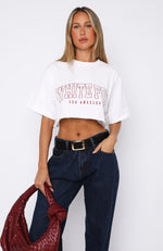 Let's Get Started Oversized Cropped Tee White