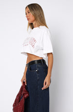 Let's Get Started Oversized Cropped Tee White