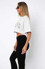 Let's Get Started Oversized Cropped Tee Grey Marle