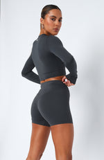 Always A Winner High Waisted Shorts Charcoal