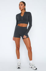 Always A Winner High Waisted Shorts Charcoal