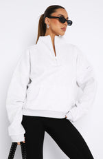 Doing It For You Zip Front Sweater Grey Marle