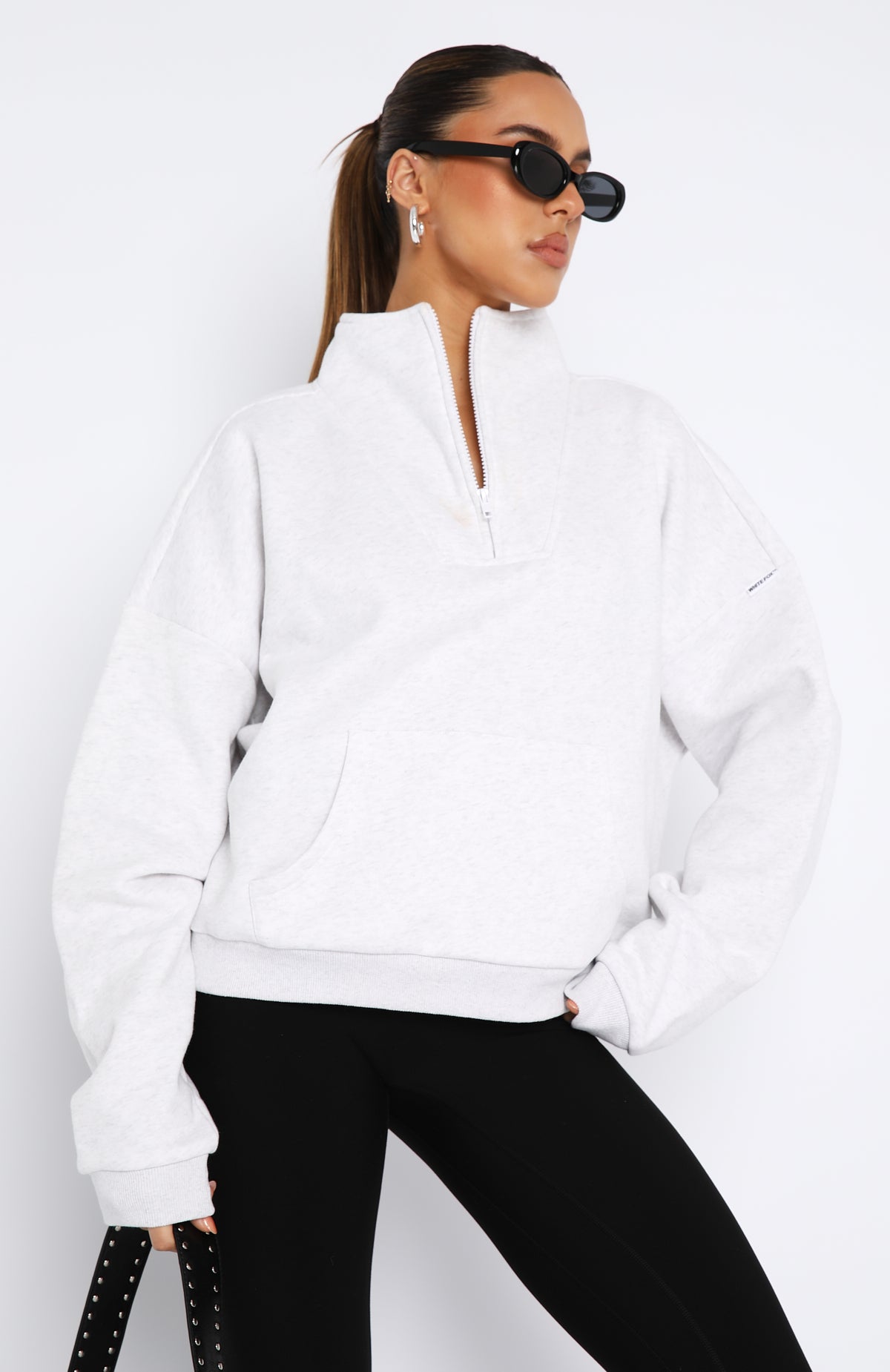 Doing It For You Zip Front Sweater Grey Marle | White Fox Boutique US