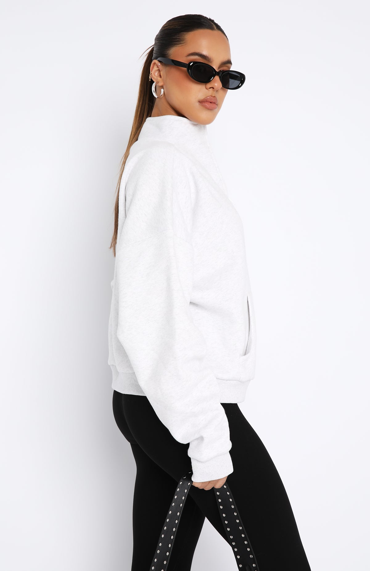 Doing It For You Zip Front Sweater Grey Marle | White Fox Boutique US