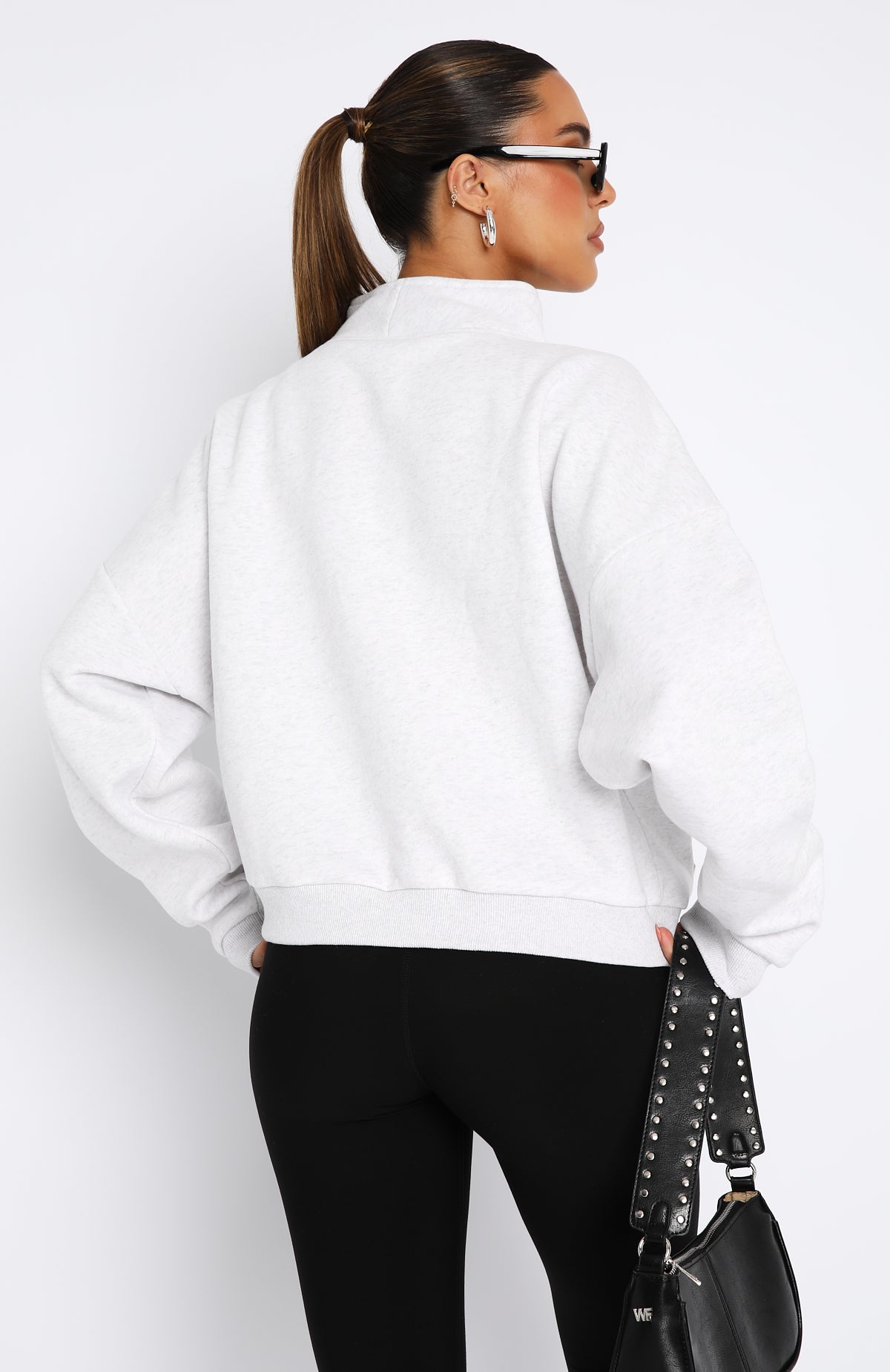 Doing It For You Zip Front Sweater Grey Marle | White Fox Boutique US