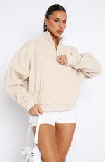 Doing It For You Zip Front Sweater Oat