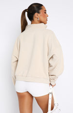 Doing It For You Zip Front Sweater Oat
