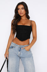 Out Of Luck Lace Bustier Black