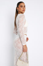Under My Spell Long Sleeve Lace Top White