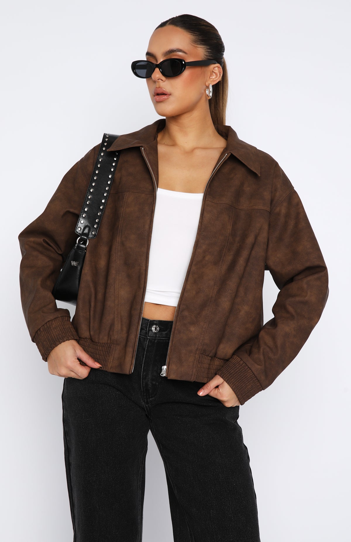 Come Together PU Jacket Chocolate| White Fox Boutique US