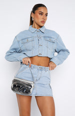 Only Want To Be With You Denim Mini Skirt Light Blue Wash