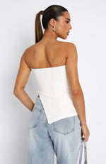 One More Night Strapless Top White