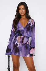 All We Wanted Long Sleeve Mini Dress Violet Blur