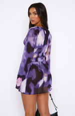 All We Wanted Long Sleeve Mini Dress Violet Blur