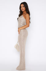 Star Shining Sequin Knit Maxi Skirt Champagne