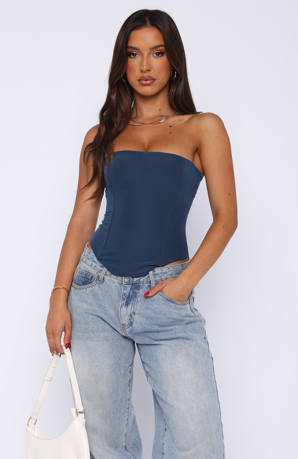 Let It Go Strapless Bustier Petrol | White Fox Boutique US